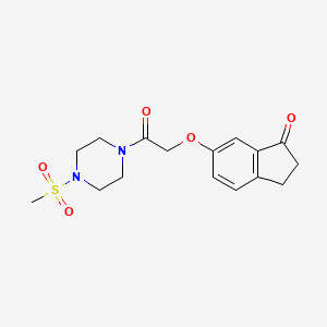 molecular formula C16H20N2O5S B2778956 6-(2-(4-(methylsulfonyl)piperazin-1-yl)-2-oxoethoxy)-2,3-dihydro-1H-inden-1-one CAS No. 1203276-94-1