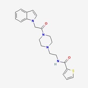 molecular formula C21H24N4O2S B2778973 N-(2-(4-(2-(1H-indol-1-yl)acetyl)piperazin-1-yl)ethyl)thiophene-2-carboxamide CAS No. 1206987-70-3