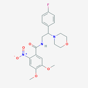molecular formula C21H24FN3O6 B2778987 N-(2-(4-氟苯基)-2-吗啉基乙基)-4,5-二甲氧基-2-硝基苯甲酰胺 CAS No. 941896-70-4