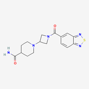 molecular formula C16H19N5O2S B2778991 1-(1-(苯并[c][1,2,5]噻二唑-5-甲酰)吖唑啉-3-基)哌啶-4-甲酰胺 CAS No. 2034309-81-2