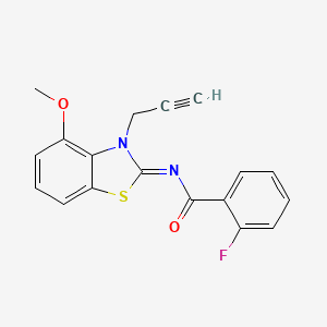 molecular formula C18H13FN2O2S B2778992 2-氟-N-(4-甲氧基-3-丙-2-炔基-1,3-苯并噻唑-2-基亚甲基)苯甲酰胺 CAS No. 868674-55-9