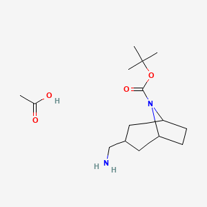 molecular formula C15H28N2O4 B2778995 Acetic acid; tert-butyl 3-(aminomethyl)-8-azabicyclo[3.2.1]octane-8-carboxylate CAS No. 2094137-02-5