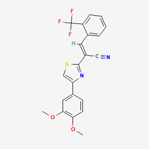 molecular formula C21H15F3N2O2S B2779000 (2E)-2-[4-(3,4-dimethoxyphenyl)-1,3-thiazol-2-yl]-3-[2-(trifluoromethyl)phenyl]prop-2-enenitrile CAS No. 683250-97-7