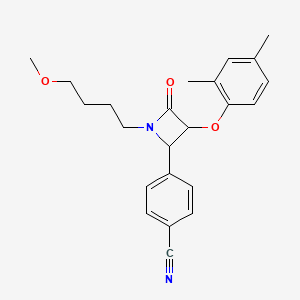 molecular formula C23H26N2O3 B2779007 4-[3-(2,4-Dimethylphenoxy)-1-(4-methoxybutyl)-4-oxoazetidin-2-yl]benzonitrile CAS No. 1240947-22-1