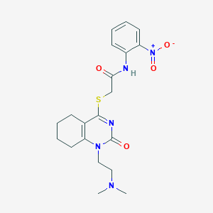 molecular formula C20H25N5O4S B2779029 2-((1-(2-(dimethylamino)ethyl)-2-oxo-1,2,5,6,7,8-hexahydroquinazolin-4-yl)thio)-N-(2-nitrophenyl)acetamide CAS No. 899749-31-6