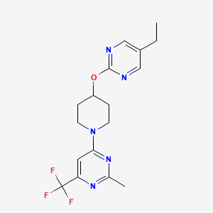 molecular formula C17H20F3N5O B2779040 4-[4-(5-Ethylpyrimidin-2-yl)oxypiperidin-1-yl]-2-methyl-6-(trifluoromethyl)pyrimidine CAS No. 2379989-30-5