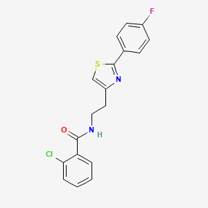 molecular formula C18H14ClFN2OS B2779043 2-chloro-N-[2-[2-(4-fluorophenyl)-1,3-thiazol-4-yl]ethyl]benzamide CAS No. 896607-55-9