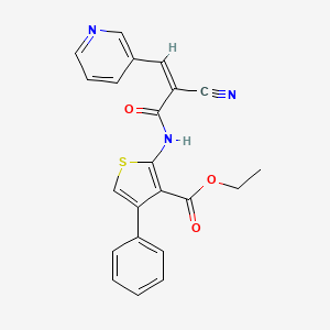 molecular formula C22H17N3O3S B2779047 乙酸2-[[(Z)-2-氰基-3-吡啶-3-基丙-2-烯酰]氨基]-4-苯基硫代吲哚-3-羧酸乙酯 CAS No. 380466-19-3