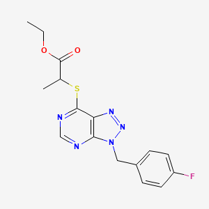 molecular formula C16H16FN5O2S B2779049 ethyl 2-((3-(4-fluorobenzyl)-3H-[1,2,3]triazolo[4,5-d]pyrimidin-7-yl)thio)propanoate CAS No. 863458-28-0
