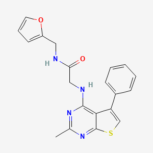 molecular formula C20H18N4O2S B2779055 N-[(furan-2-yl)methyl]-2-({2-methyl-5-phenylthieno[2,3-d]pyrimidin-4-yl}amino)acetamide CAS No. 920689-93-6