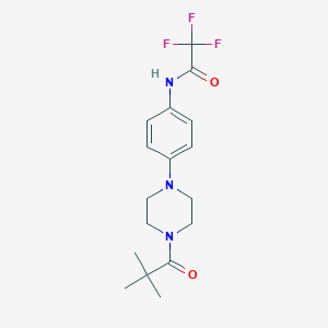 molecular formula C17H22F3N3O2 B277908 N-{4-[4-(2,2-dimethylpropanoyl)-1-piperazinyl]phenyl}-2,2,2-trifluoroacetamide 