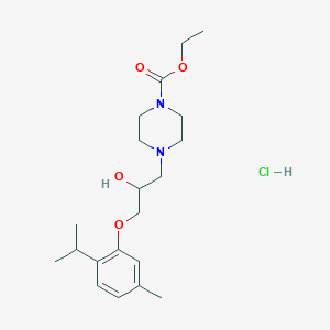 molecular formula C20H33ClN2O4 B2779084 乙酸 4-[2-羟基-3-(2-异丙基-5-甲基苯氧基)丙基]-1-哌嗪甲酸酯盐酸 CAS No. 473805-44-6