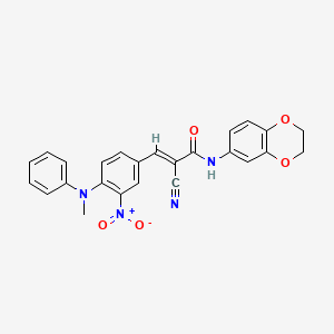 (E)-2-cyano-N-(2,3-dihydro-1,4-benzodioxin-6-yl)-3-[4-(N-methylanilino)-3-nitrophenyl]prop-2-enamide