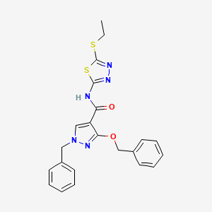 molecular formula C22H21N5O2S2 B2779093 1-benzyl-3-(benzyloxy)-N-(5-(ethylthio)-1,3,4-thiadiazol-2-yl)-1H-pyrazole-4-carboxamide CAS No. 1013749-98-8