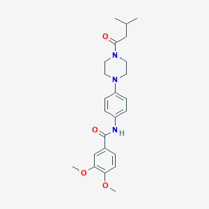 molecular formula C24H31N3O4 B277912 3,4-dimethoxy-N-{4-[4-(3-methylbutanoyl)-1-piperazinyl]phenyl}benzamide 