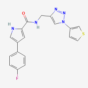 molecular formula C18H14FN5OS B2779121 4-(4-fluorophenyl)-N-((1-(thiophen-3-yl)-1H-1,2,3-triazol-4-yl)methyl)-1H-pyrrole-2-carboxamide CAS No. 2034613-32-4