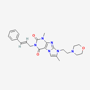 molecular formula C24H28N6O3 B2779127 3-cinnamyl-1,7-dimethyl-8-(2-morpholinoethyl)-1H-imidazo[2,1-f]purine-2,4(3H,8H)-dione CAS No. 919008-56-3