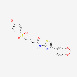 molecular formula C21H20N2O6S2 B2779130 N-(4-(苯并[d][1,3]二噁嗪-5-基)噻唑-2-基)-4-((4-甲氧苯基)磺酰)丁酰胺 CAS No. 941987-26-4