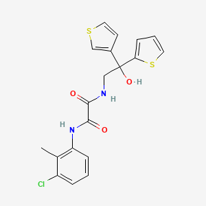 molecular formula C19H17ClN2O3S2 B2779131 N1-(3-氯-2-甲基苯基)-N2-(2-羟基-2-(噻吩-2-基)-2-(噻吩-3-基)乙基)草酰胺 CAS No. 2034329-31-0