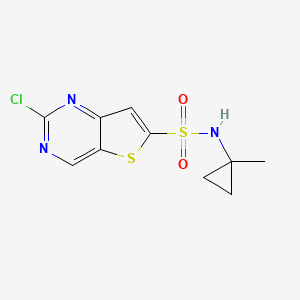 molecular formula C10H10ClN3O2S2 B2779133 2-Chloro-N-(1-methylcyclopropyl)thieno[3,2-d]pyrimidine-6-sulfonamide CAS No. 2411239-69-3