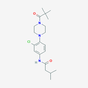 molecular formula C20H30ClN3O2 B277914 N-{3-chloro-4-[4-(2,2-dimethylpropanoyl)-1-piperazinyl]phenyl}-3-methylbutanamide 