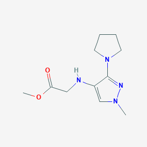 molecular formula C11H18N4O2 B2779142 Methyl 2-[(1-methyl-3-pyrrolidin-1-ylpyrazol-4-yl)amino]acetate CAS No. 2247207-17-4