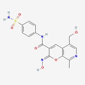 (2Z)-2-(hydroxyimino)-5-(hydroxymethyl)-8-methyl-N-(4-sulfamoylphenyl)-2H-pyrano[2,3-c]pyridine-3-carboxamide