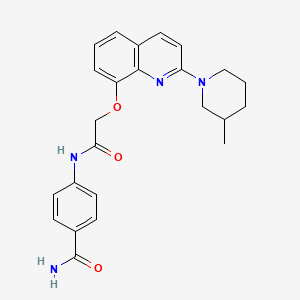 4-(2-((2-(3-Methylpiperidin-1-yl)quinolin-8-yl)oxy)acetamido)benzamide