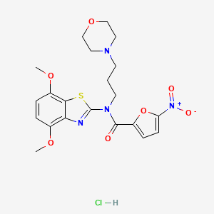 molecular formula C21H25ClN4O7S B2779153 N-(4,7-二甲氧基苯并[d]噻唑-2-基)-N-(3-吗啉基丙基)-5-硝基呋喃-2-甲酸酰胺盐酸盐 CAS No. 1216806-79-9