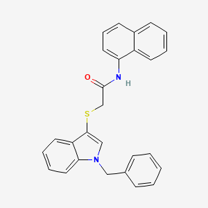 molecular formula C27H22N2OS B2779155 2-((1-benzyl-1H-indol-3-yl)thio)-N-(naphthalen-1-yl)acetamide CAS No. 851412-23-2