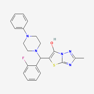 molecular formula C22H22FN5OS B2779166 5-((2-氟苯基)(4-苯基哌嗪-1-基甲基)-2-甲基噻唑并[3,2-b][1,2,4]三唑-6-醇 CAS No. 869343-57-7