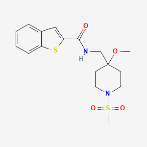 molecular formula C17H22N2O4S2 B2779169 N-[(1-methanesulfonyl-4-methoxypiperidin-4-yl)methyl]-1-benzothiophene-2-carboxamide CAS No. 2415602-79-6