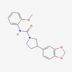 molecular formula C19H20N2O4 B2779173 3-(benzo[d][1,3]dioxol-5-yl)-N-(2-methoxyphenyl)pyrrolidine-1-carboxamide CAS No. 2034598-04-2