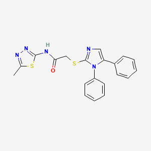 molecular formula C20H17N5OS2 B2779180 2-[(1,5-diphenyl-1H-imidazol-2-yl)sulfanyl]-N-(5-methyl-1,3,4-thiadiazol-2-yl)acetamide CAS No. 765921-45-7