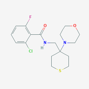 molecular formula C17H22ClFN2O2S B2779182 2-Chloro-6-fluoro-N-[(4-morpholin-4-ylthian-4-yl)methyl]benzamide CAS No. 2380094-81-3