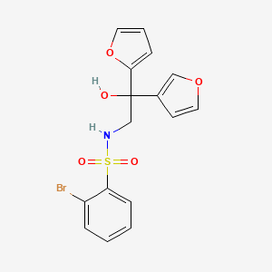 molecular formula C16H14BrNO5S B2779184 2-bromo-N-(2-(furan-2-yl)-2-(furan-3-yl)-2-hydroxyethyl)benzenesulfonamide CAS No. 2034621-84-4