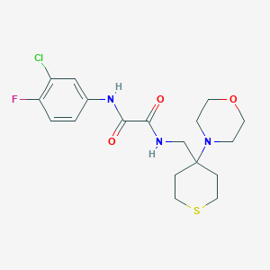 molecular formula C18H23ClFN3O3S B2779185 N'-(3-Chloro-4-fluorophenyl)-N-[(4-morpholin-4-ylthian-4-yl)methyl]oxamide CAS No. 2380186-80-9