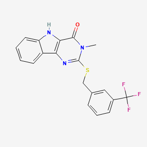 molecular formula C19H14F3N3OS B2779201 3-methyl-2-[[3-(trifluoromethyl)phenyl]methylsulfanyl]-5H-pyrimido[5,4-b]indol-4-one CAS No. 537668-38-5