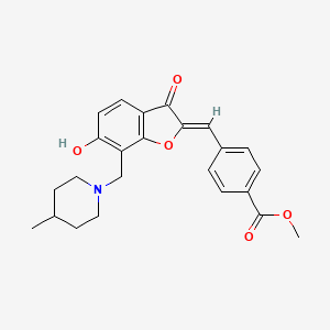 molecular formula C24H25NO5 B2779202 (Z)-methyl 4-((6-hydroxy-7-((4-methylpiperidin-1-yl)methyl)-3-oxobenzofuran-2(3H)-ylidene)methyl)benzoate CAS No. 869078-04-6