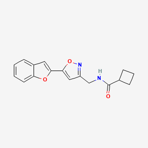 molecular formula C17H16N2O3 B2779205 N-((5-(benzofuran-2-yl)isoxazol-3-yl)methyl)cyclobutanecarboxamide CAS No. 1211759-75-9