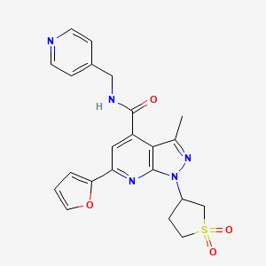 molecular formula C22H21N5O4S B2779206 1-(1,1-dioxidotetrahydrothiophen-3-yl)-6-(furan-2-yl)-3-methyl-N-(pyridin-4-ylmethyl)-1H-pyrazolo[3,4-b]pyridine-4-carboxamide CAS No. 1021262-92-9