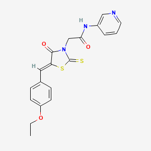 molecular formula C19H17N3O3S2 B2779210 (Z)-2-(5-(4-ethoxybenzylidene)-4-oxo-2-thioxothiazolidin-3-yl)-N-(pyridin-3-yl)acetamide CAS No. 476664-42-3