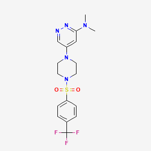 molecular formula C17H20F3N5O2S B2779217 N,N-二甲基-5-(4-((4-(三氟甲基)苯基)磺酰)哌嗪-1-基)吡啶并[3,4-d]嘧啶-3-胺 CAS No. 1788543-08-7