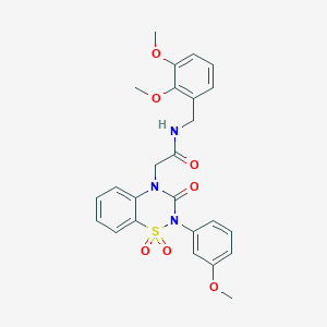 molecular formula C25H25N3O7S B2779221 N-(2,3-dimethoxybenzyl)-2-(2-(3-methoxyphenyl)-1,1-dioxido-3-oxo-2H-benzo[e][1,2,4]thiadiazin-4(3H)-yl)acetamide CAS No. 933026-84-7