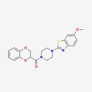 molecular formula C21H21N3O4S B2779233 (2,3-Dihydrobenzo[b][1,4]dioxin-2-yl)(4-(6-methoxybenzo[d]thiazol-2-yl)piperazin-1-yl)methanone CAS No. 897469-94-2