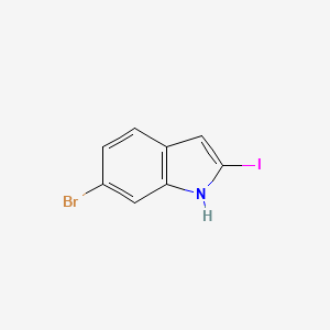 molecular formula C8H5BrIN B2779243 1H-Indole, 6-bromo-2-iodo- CAS No. 1572177-89-9