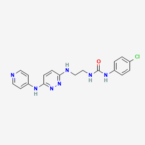 molecular formula C18H18ClN7O B2779253 1-(4-氯苯基)-3-(2-((6-(吡啶-4-基氨基)吡啶并[3,4-d]嘧啶-3-基)氨基)乙基)脲 CAS No. 1021039-13-3