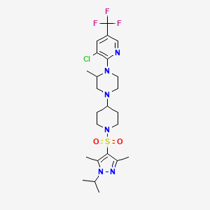 molecular formula C24H34ClF3N6O2S B2779273 1-[3-氯-5-(三氟甲基)吡啶-2-基]-4-(1-{[3,5-二甲基-1-(异丙基)-1H-吡唑-4-基]磺酰基}哌啶-4-基)-2-甲基哌嗪 CAS No. 2097936-72-4
