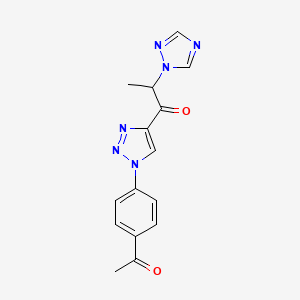 molecular formula C15H14N6O2 B2779274 1-[1-(4-acetylphenyl)-1H-1,2,3-triazol-4-yl]-2-(1H-1,2,4-triazol-1-yl)-1-propanone CAS No. 478041-18-8