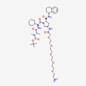 molecular formula C44H72N6O11 B2779283 Tert-butyl N-[(2S)-1-[[(1S)-2-[(2S,4S)-4-[[2-[2-[2-[2-[2-(2-aminoethoxy)ethoxy]ethoxy]ethoxy]ethoxy]acetyl]amino]-2-[[(1R)-1,2,3,4-tetrahydronaphthalen-1-yl]carbamoyl]pyrrolidin-1-yl]-1-cyclohexyl-2-oxoethyl]amino]-1-oxopropan-2-yl]-N-methylcarbamate CAS No. 2446474-11-7